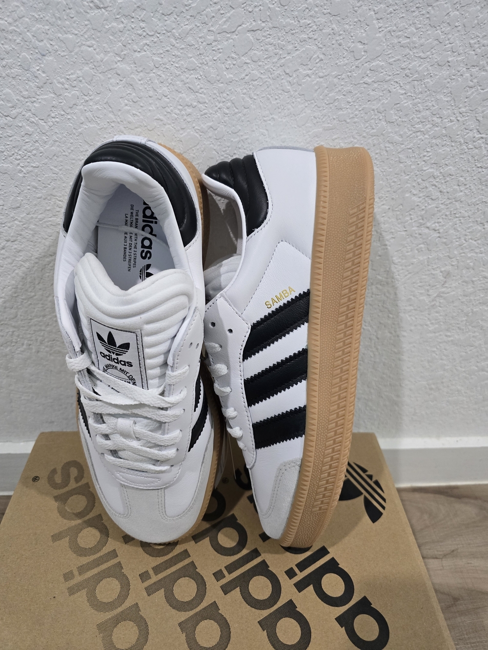 Adidas Samba Classic Leather Sneakers - White/Black/Gum - Picture 5 of 9